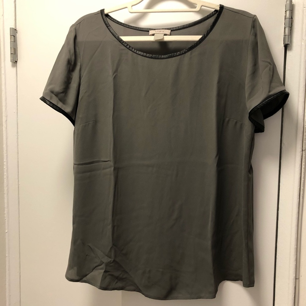 LOFT Faux Leather Lined Blouse